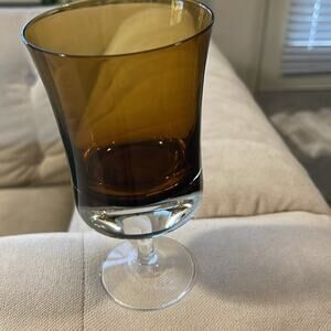 2 Glasses Denby water goblets amber color set of 2